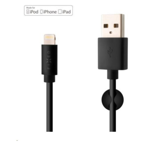 Fixed datový a nabíjecí kabel, USB-A -> Lightning (MFI), 20 W, délka 1 m, černá