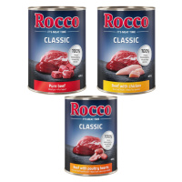 Rocco Classic zkušební mix 6 x 400 g - nejprodávanější mix: hovězí, hovězí/drůbeží srdce, hovězí