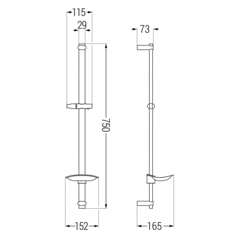 MEXEN DB Posuvný držák sprchy s mýdlenkou, 75 cm, černá 79384-70