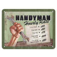 Plechová cedule Handyman - Hourly rate, 20 x 15 cm