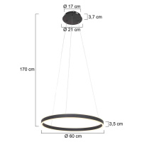 Steinhauer LED závěsné světlo Ringlux Ø 60cm 2 zdroje černá
