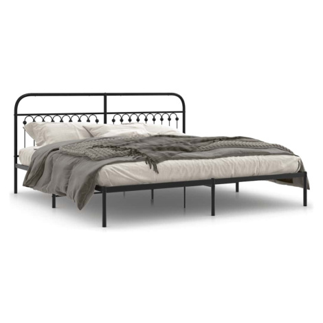 vidaXL Kovový rám postele s čelem černý 200 x 200 cm
