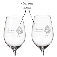 Dekorant svatby Svatební sklenice na bílé víno KVÍTÍ 350 ML 2KS