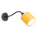 Nástěnná lampa černá se žlutým stínidlem vypínačem a fex ramenem - Merwe