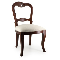 Estila Koloniální jídelní židle M-VINTAGE z masivního mahagonového dřeva s béžovým čalouněním 93