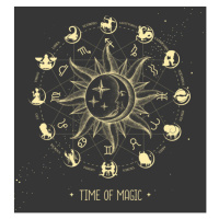 Ilustrace Modern magic witchcraft Astrology wheel with, Ganna Bozhko, 40 × 40 cm