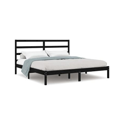 Rám postele černý masivní dřevo 180 × 200 cm Super King, 3104952 SHUMEE