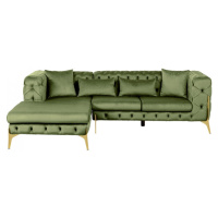 KARE Design Rohová sedačka Bellissima Velvet - zelená, pravá, 240x180