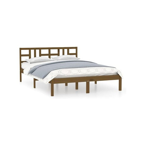 Rám postele medově hnědý masivní dřevo 120 × 200 cm, 3105403 SHUMEE