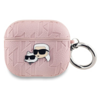 Pouzdro Karl Lagerfeld PU Embossed Karl and Choupette Heads Apple AirPods 3 Pink