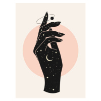 Ilustrace Beautiful mystic woman hand silhouette with, dickcraft, 30 × 40 cm