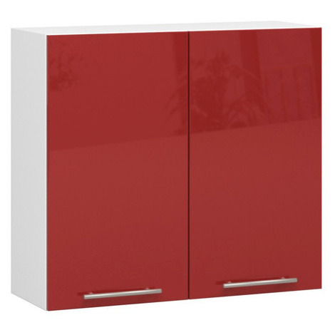 Kuchyňská skříňka OLIVIA W80 H720 - bílá/červený lesk Akord