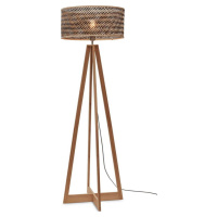 Stojací lampa s bambusovým stínidlem v černo-přírodní barvě (výška 145 cm) Java – Good&Mojo