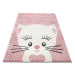 Dětský koberec 3D kočička, krémový / růžový