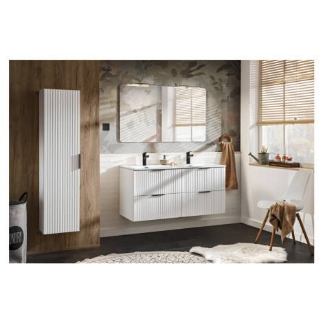 Comad Koupelnová sestava Casad se zápustnými umyvadly, skříňkami a zrcadly 120 cm bílá/černá