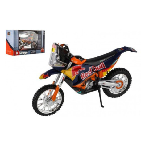 Motorka Bburago Red Bull KTM Rally Dakar 2019 kov/plast 12cm na volný chod v krabičce 17x11cm