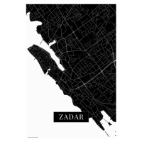 Mapa Zadar black, (26.7 x 40 cm)