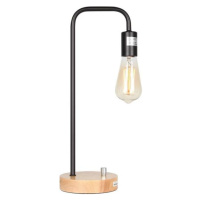German Stolní lampa, industriální design / dřevo, černá