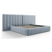 Světle modrá čalouněná dvoulůžková postel s úložným prostorem a roštem 180x200 cm Gina – Milo Ca