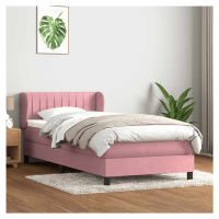 vidaXL Box spring postel s matrací černá 100x220 cm Růžový