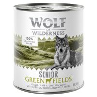 Wolf of Wilderness, 12 x 800 g - 11 + 1 zdarma! - SENIOR Green Fields - jehněčí & kuřecí