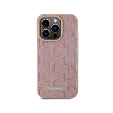 Karl Lagerfeld PU Leather Monogram Metal Logo MagSafe Zadní Kryt pro iPhone 15 Pro Pink