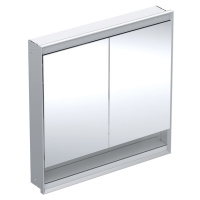 Geberit ONE - Zrcadlová skříňka s LED osvětlením, 900x900x150 mm, 2 dvířka, s nikou, vestavná, h