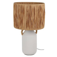 Home Styling Collection Stolní keramická lampa se stínítkem z pleteniny 24 × 42 cm