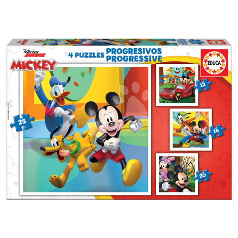 Puzzle Mickey & Friends Progressive Educa 12-16-20-25 dílků