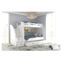 AJK - meble AJK meble Dvoupatrová postel s úložným prostorem a schody Zuzia 90/120x200 cm + rošt
