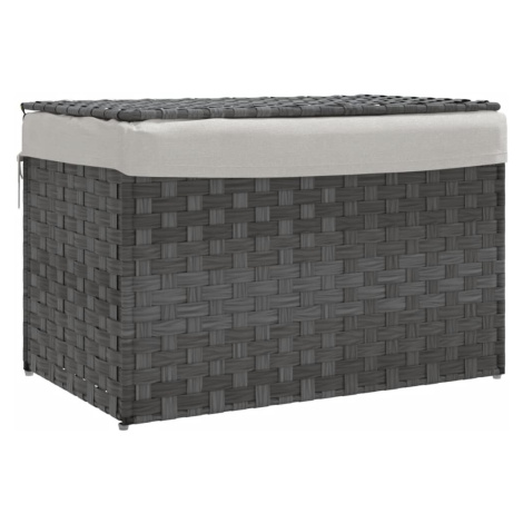 vidaXL Koš na prádlo s víkem šedý 55,5 x 35 x 34 cm polyratan