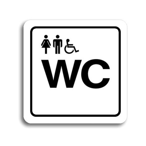 Accept Piktogram "WC ženy, muži, invalidé" (80 × 80 mm) (bílá tabulka - černý tisk)