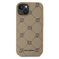 Zadní kryt Karl Lagerfeld PU Karl Heads Pattern Magsafe pro Apple iPhone 14, béžová