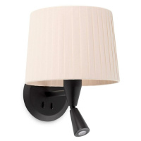 FARO SAMBA černá/skládaná béžová nástěnná lampa se čtecí lampičkou