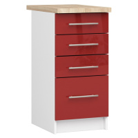 Ak furniture Kuchyňská skříňka Olivie S 40 cm 4S lesklá bílá/červená