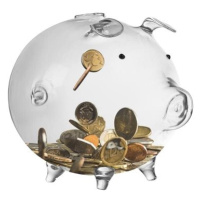 Iso Trade Skleněná pokladnička na mince – průhledné prasátko 12 cm