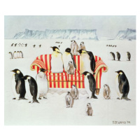 Watts, E.B. - Obrazová reprodukce Penguins on a red and white sofa, 1994, (40 x 35 cm)