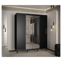 Šatní skříň Abi Calipso T1 Barva korpusu: Černá, Rozměry: 180 cm, Dveře: Černá + zrcadlo
