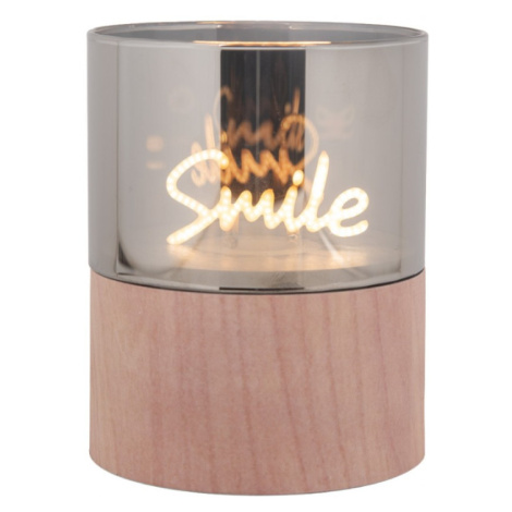 LED dekorace na podstavci imitujícím dřevo Smile – 8x10 cm Clayre & Eef