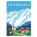 Ilustrace Switzerland travel retro poster, nature vintage, Rinat Khairitdinov, 26.7 × 40 cm