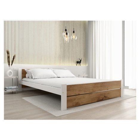 Postel IKAROS DOUBLE 120 x 200 cm, dub artisan/bílá Rošt: S lamelovým roštem, Matrace: Matrace S
