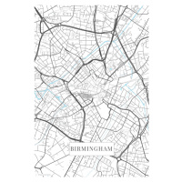 Mapa Birmingham white, (26.7 x 40 cm)