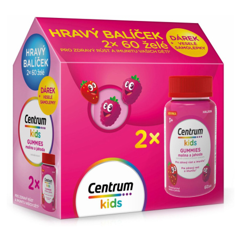 Centrum Kids Gummies multivitamín pro děti malina + jahoda dárkové balení 2x60 ks