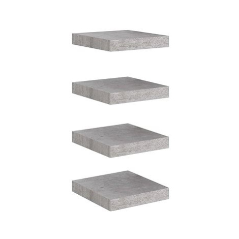 Shumee plovoucí nástěnné 4 ks betonově šedé 23×23,5×3,8 cm MDF, 326590