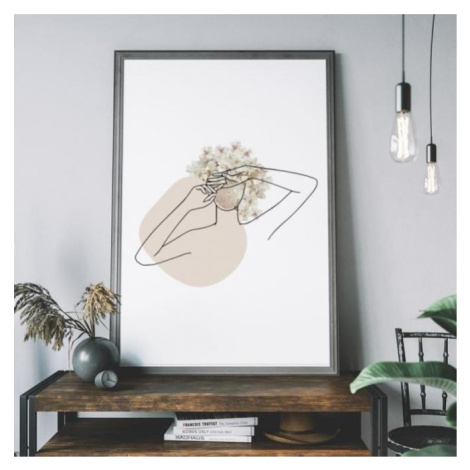 Bílý minimalistický plakát s motivem ženy v barvách Země