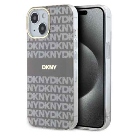 DKNY PC/TPU Repeat Pattern Tonal Stripe Magsafe kryt iPhone 15 béžový