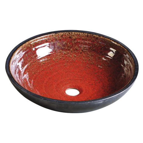 ATTILA keramické umyvadlo, průměr 42,5 cm, tomatová červeň/petrolejová DK007 Sapho