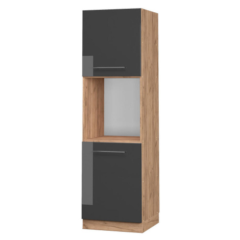 Vicco SKŘÍŇKA NA VESTAVĚNOU TROUBU Fame-Line Antracitový vysoký lesk 60 cm otevřený