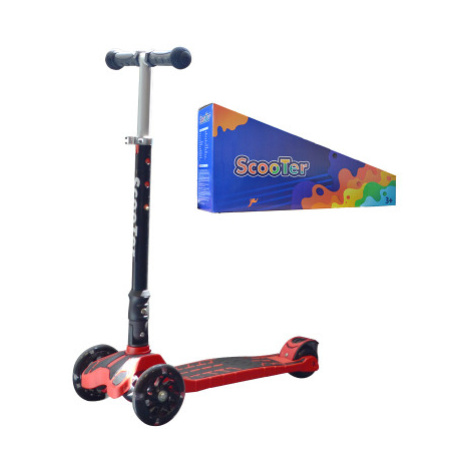 Dětská tříkolová koloběžka svítící  -černo-červená Sparkys