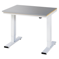 RAU Psací stůl s elektrickým přestavováním výšky, potah z ušlechtilé oceli, nosnost 300 kg, š x 